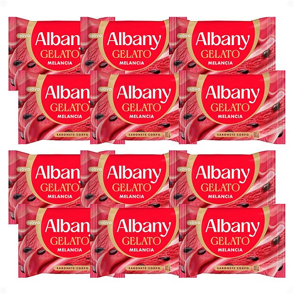 Kit Albany Sabonete Corporal Em Barra Gelato Melancia 80g Com 12