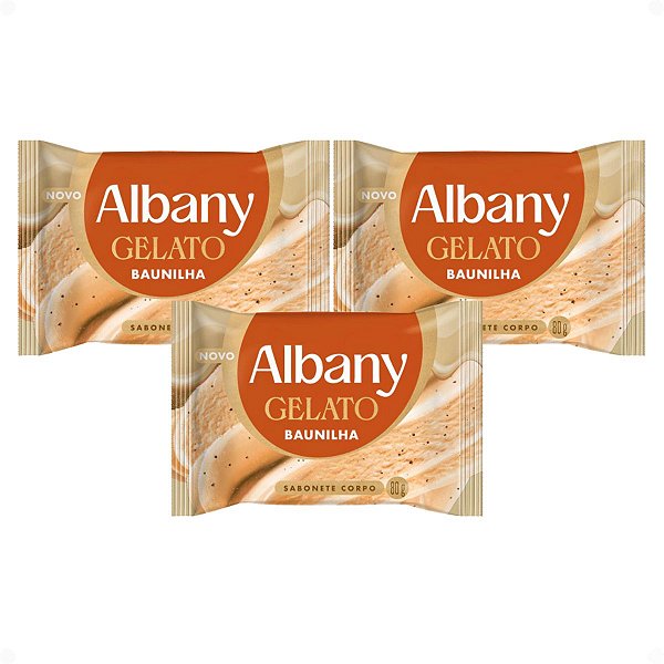 Kit Albany Sabonete Corporal Em Barra Gelato Baunilha 80g Com 3