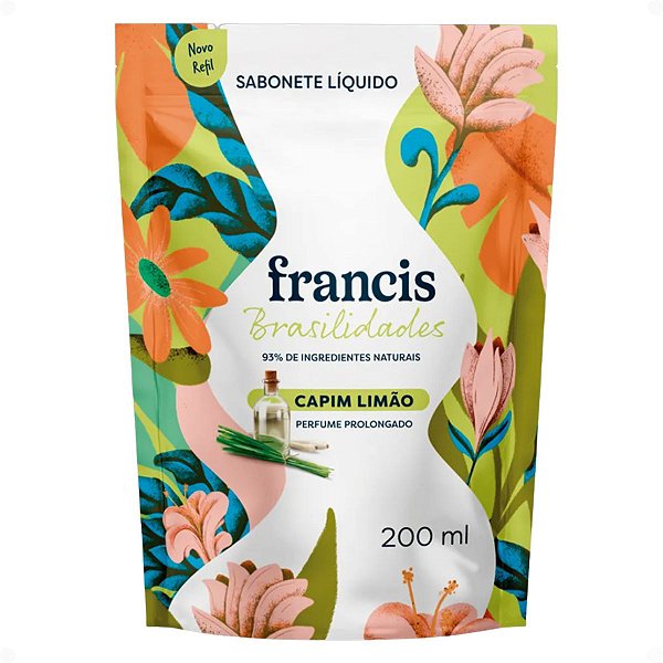 Refil Sabonete Líquido Corpo e Mãos Francis Brasilidades Capim Limão 200ml