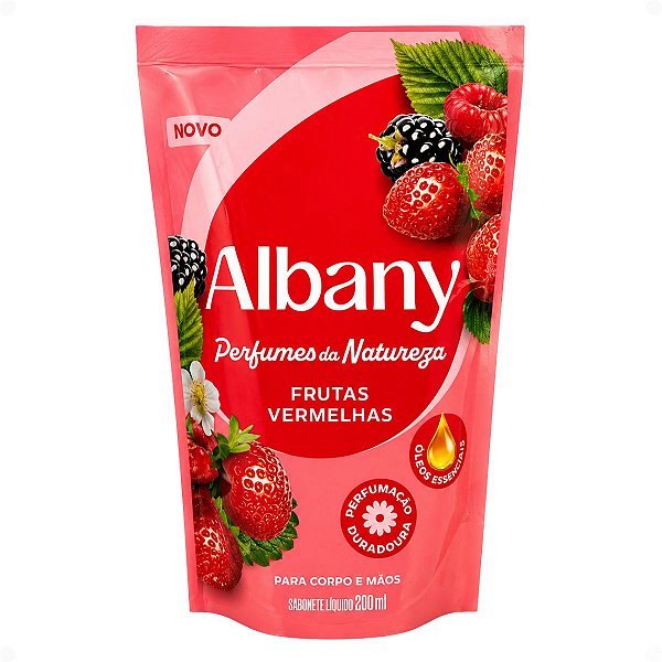 Refil Sabonete Líquido Corpo e Mãos Albany Perfumes Da Natureza Frutas Vermelhas 200ml