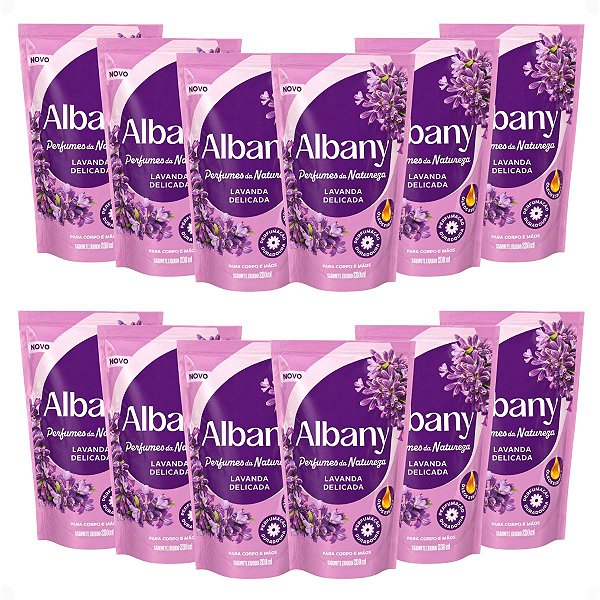 Kit Albany Refil Sabonete Líquido Corpo e Mãos Lavanda Delicada 200ml Com 12