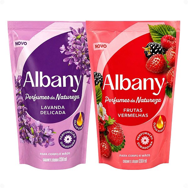 Kit Albany Refil Sabonete Líquido: Lavanda Delicada e Frutas Vermelhas 200ml