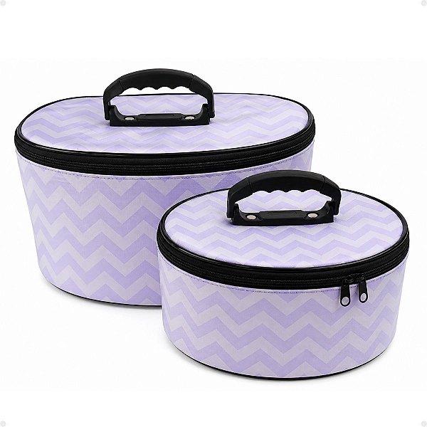 Conjunto Frasqueira Oval Lilás Zig Zag Dmoreno 2 Unidades