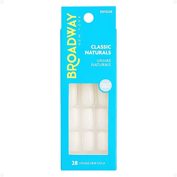 Unhas Naturais Kiss Ny Broadway Classic Naturals Quadrado Médio Create Bbn02b