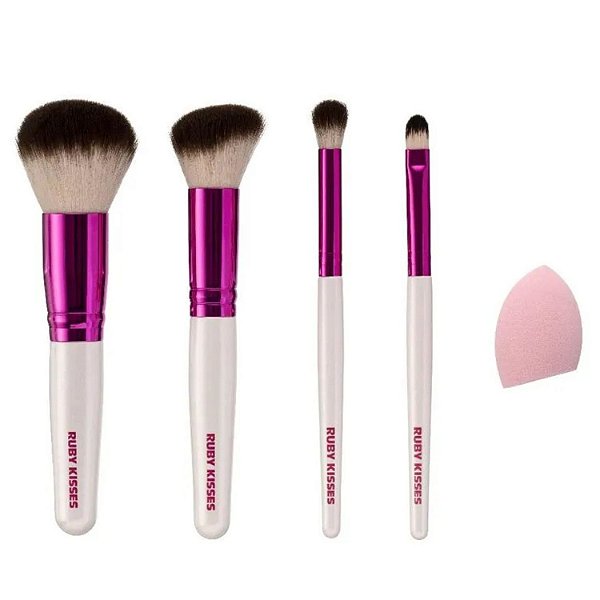 Kit de Pincéis de Maquiagem Ruby Kisses para Rosto Ra03b100