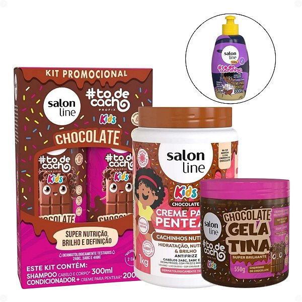 Kit Salon Line Chocolate #Todecacho Kids Completo + Mimo