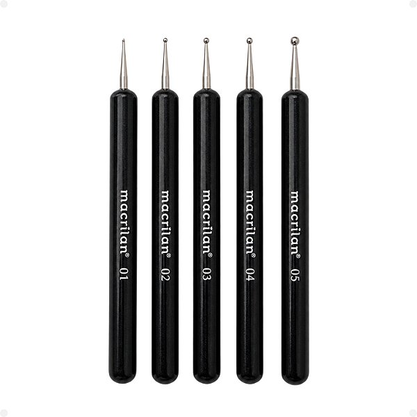 Kit Pincéis Boleador para Unhas Macrilan 5un B701