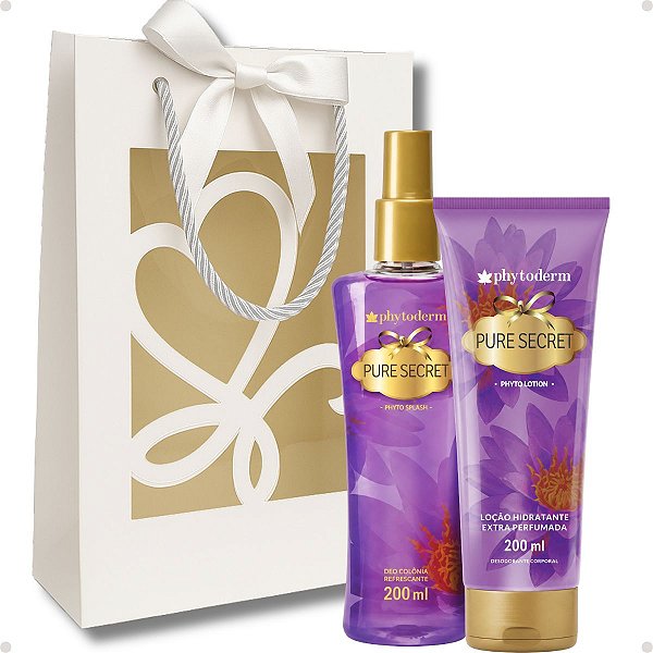Kit Phytoderm Pure Secret: Body Splash Colônia, Hidratante e Sacola