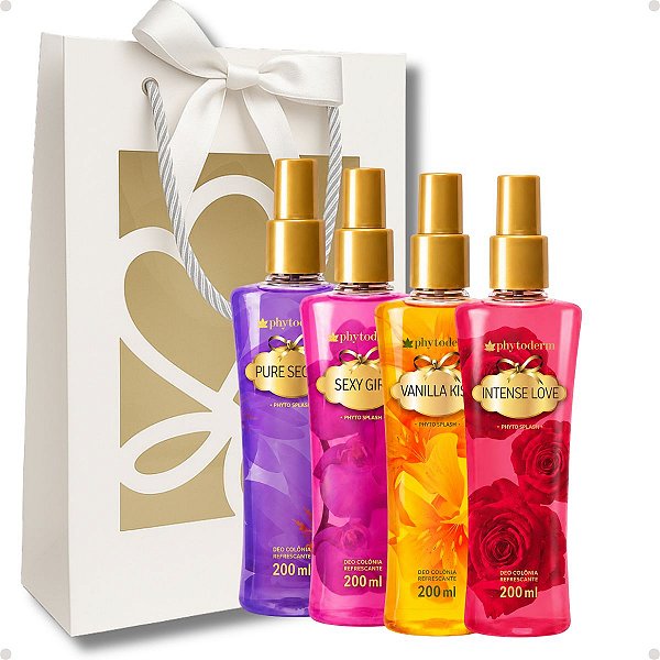 Kit Presente Phytoderm Deo Colônia: Intense Love, Sexy Girl, Pure Secret e Vanilla Kiss 200ml