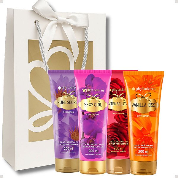 Kit Presente Phytoderm Loção Hidratante: Intense Love, Sexy Girl, Pure Secret e Vanilla Kiss 200ml