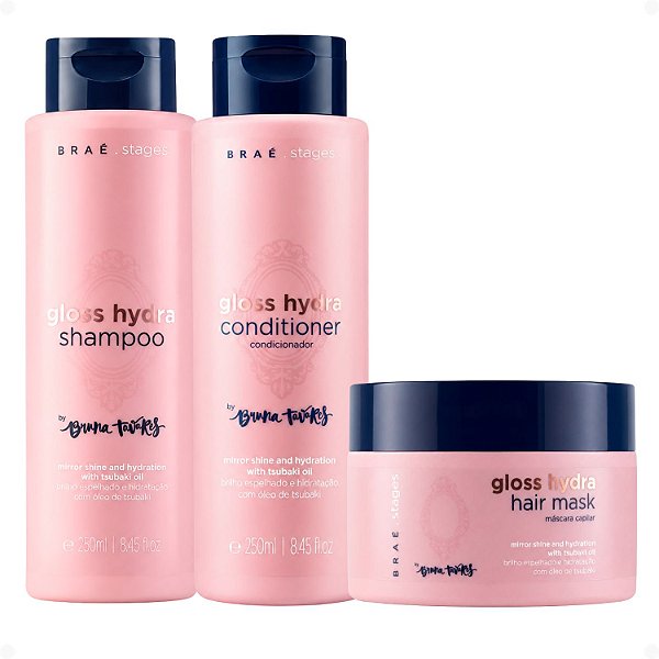 Kit Braé Stages by Bruna Tavares Gloss Hydra: Shampoo, Condicionador e Máscara