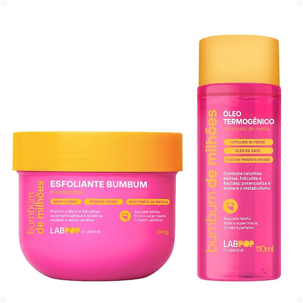 Kit LabPop by Labotrat Bumbum de Milhões: Esfoliante BumBum 240g e Óleo Termogênico 110ml