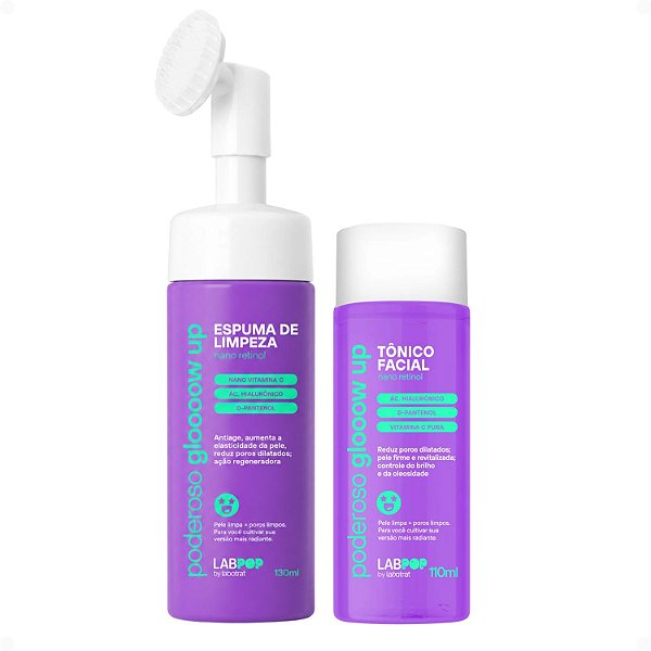 Kit LabPop by Labotrat Poderoso Glow Up: Espuma de Limpeza e Tônico Facial