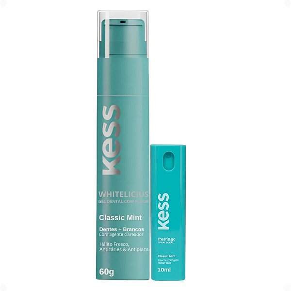 Kit Kess Higiene Bucal Classic Mint: Gel Dental 60g e Spray Bucal 10ml