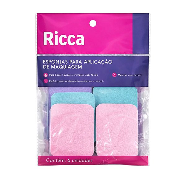 Esponjas Para Aplicação De Maquiagem Ricca Com 6 Unidades Cód.: 2322