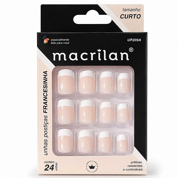 Unhas Postiças Macrilan Francesinha 24 Unidades UP209A