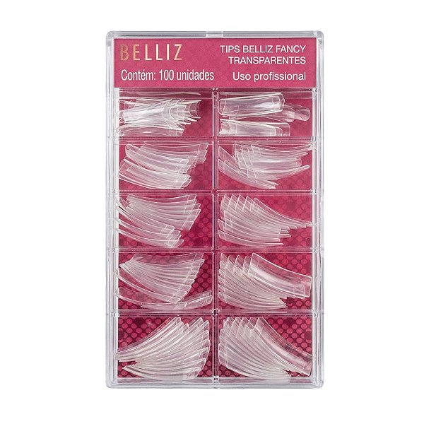 Tips Para Alongamento Belliz Fancy Transparentes 100 Unidades cód.1296