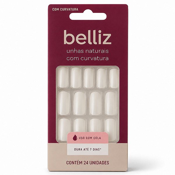 Unhas Postiças Naturais Belliz Com Curvatura 24 Unidades Cod.1202