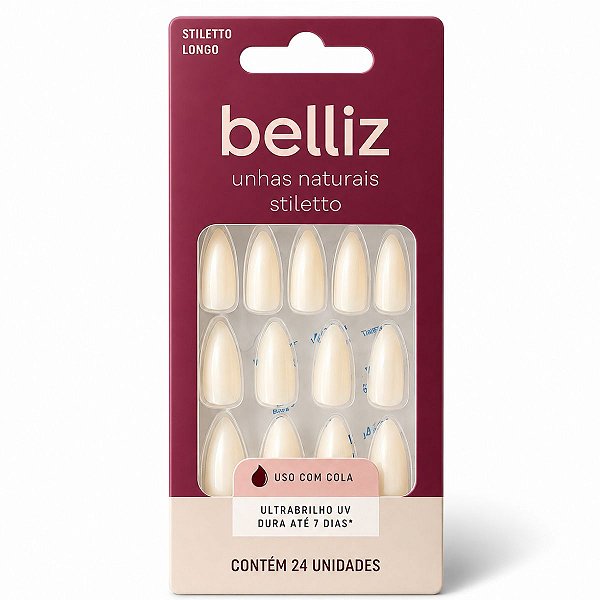 Unhas Postiças Naturais Ovais Belliz 24 Unidades Cod.1203