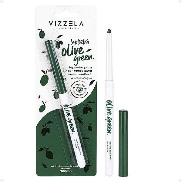 Lapiseira Para Olhos Vizzela Olive Green Efeito Metalizado Verde Oliva 300mg