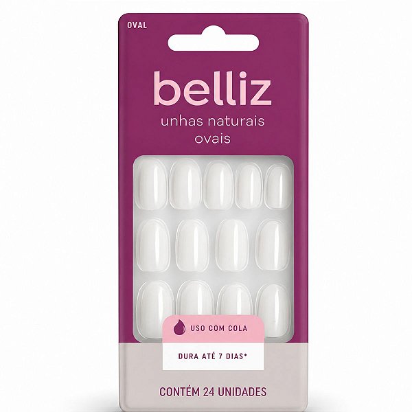 Unhas Postiças Naturais Ovais Belliz 24 Unidades Cod 1203