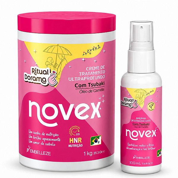 Kit Novex Ritual Dorama: Com Óleo de Camélia Bruma Desembaraçante e Creme de Tratamento 1Kg