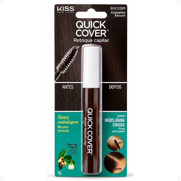 Máscara de Retoque Capilar Kiss New York Quick Cover Castanho Escuro 7g Bgc02bb
