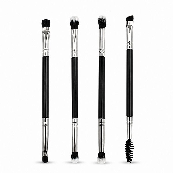 Kit Pincéis Macrilan Ultra Essencial: Corretivo e Precisão, Sombra e Esfumar, Esfumar e Chanfrado com Escova