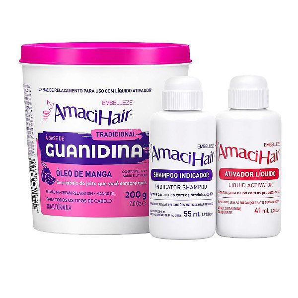 Kit Relaxante Embelleze AmaciHair Tradicional Guanidina Óleo De Manga 200g