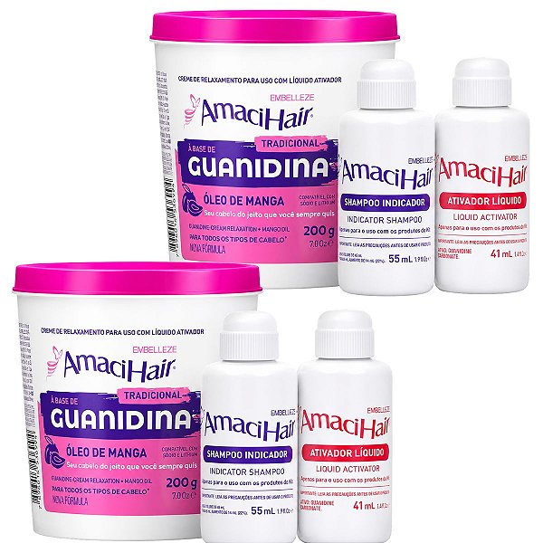 Kit Embelleze AmaciHair Tradicional Óleo de Manga: 2 Creme Relaxamento Guanidina