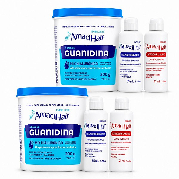 Kit Embelleze AmaciHair Mix Hialurônico: 2 Creme Relaxamento Guanidina