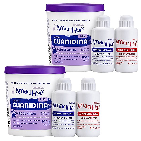 Kit Embelleze AmaciHair Liso Óleo De Argan: 2 Creme Alisante Guanidina