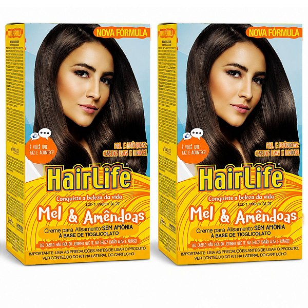 Kit Embelleze HairLife Mel E Amêndoas: 2 Creme alisante Tioglicolato 80g
