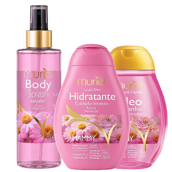 Kit Completo Muriel Mammy: Body Splash, Loção Hidratante 200ml e Óleo De Banho Mammy 230ml