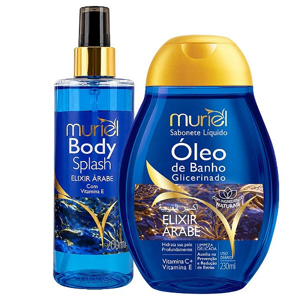 Kit Muriel Elixir Árabe: Body Splash 200ml e Óleo de Banho 230ml