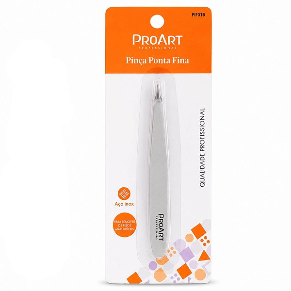 Pinça Ponta Fina Proart Aço Inox Cinza Cód.: Pif01b
