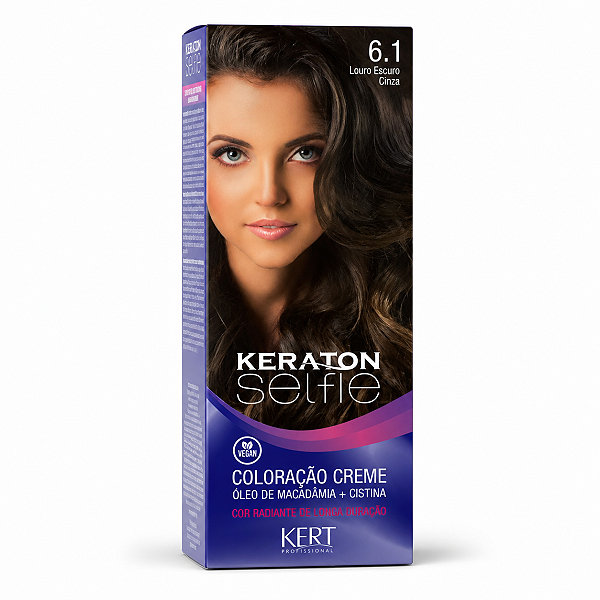 Coloração Creme Kert Keraton Selfie 6.1 Louro Escuro Cinza