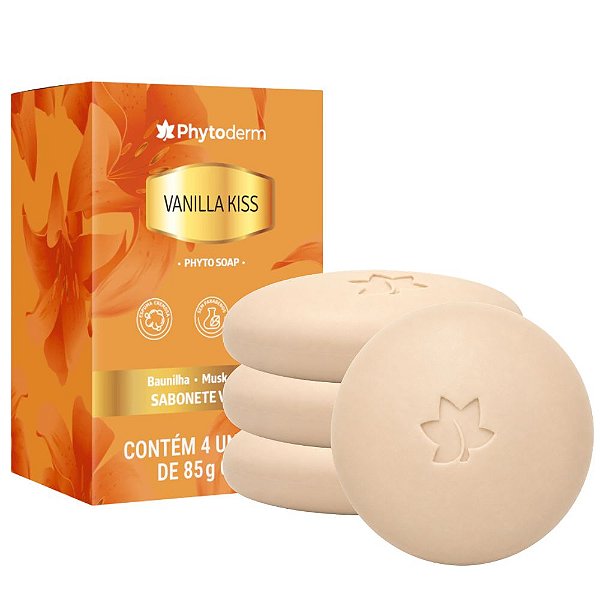 Kit Phytoderm Sabonete Vegetal Vanilla Kiss 85g Com 4 Unidades