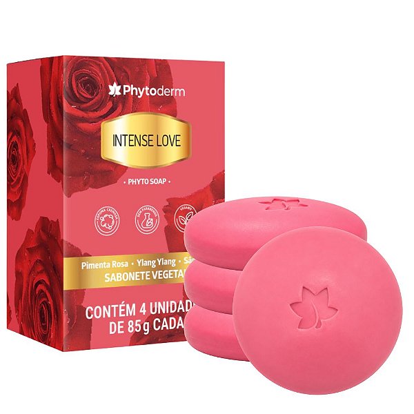 Kit Phytoderm Sabonete Vegetal Intense Love 85g Com 4 Unidades
