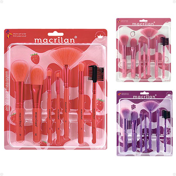Kit Com 7 Pincéis Para Maquiagem Macrilan Frutas Kp9-5