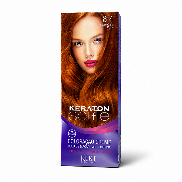 Coloração Creme Kert Keraton Selfie 8.4 Louro Claro Cobre