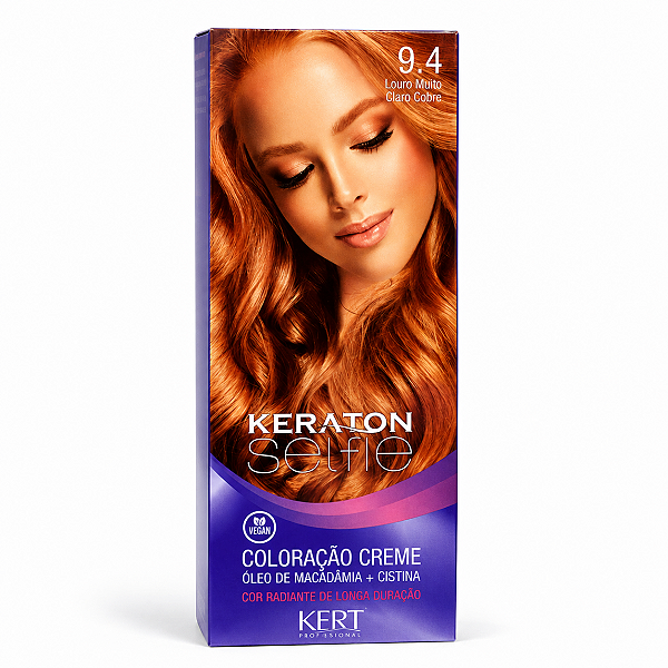 Coloração Creme Kert Keraton Selfie 9.4 Louro Muito Claro Cobre