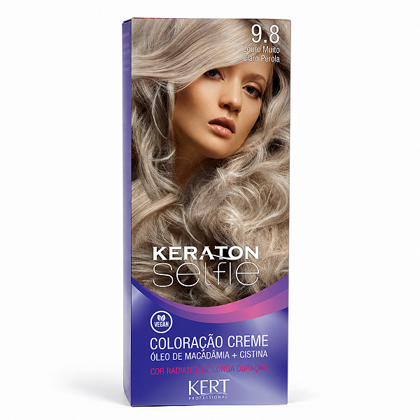 Coloração Creme Kert Keraton Selfie 9.8 Louro Muito Claro Pérola