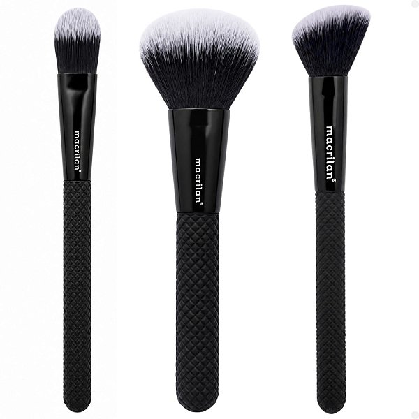 Kit de Pincéis Macrilan Noir Collection: N01, N02 e N03