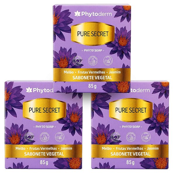 Kit Phytoderm Pure Secret: 3 Sabonetes Vegetais 85g
