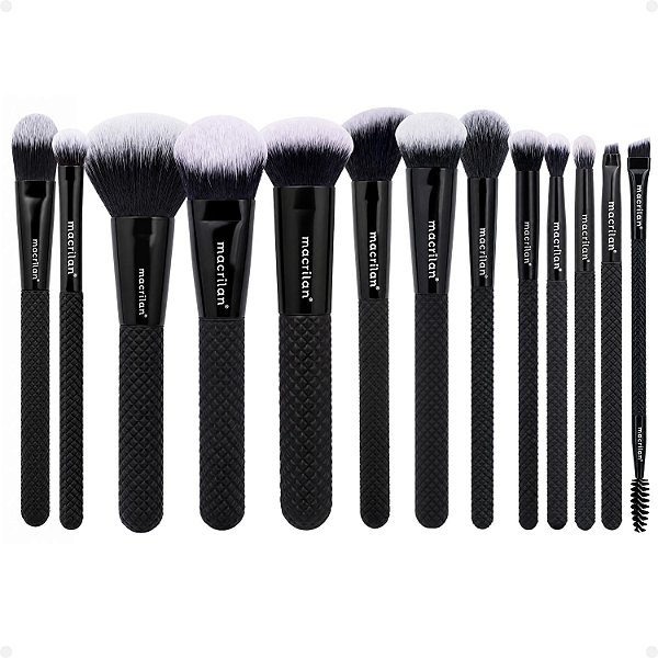 Kit de Pincéis Macrilan Noir Collection: N01, N02, N03, N04, N05, N06, N07, N08, N09, N10, N1, N12 e N13