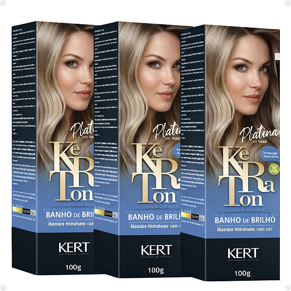 Kit Kert Keraton: 3 Tonalizantes Banho de Brilho Vegan Platina 100g