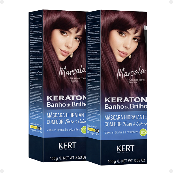 Kit Kert Keraton: 2 Tonalizantes Banho de Brilho Vegan Marsala Vermelho Terroso 100g
