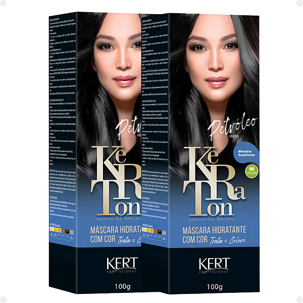 Kit Kert Keraton: 2 Tonalizantes Banho de Brilho Vegan Petróleo Preto 100g
