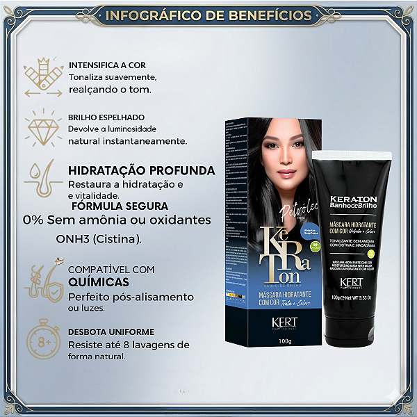 Kit Kert Keraton: 2 Tonalizantes Banho de Brilho Vegan Petróleo Preto 100g